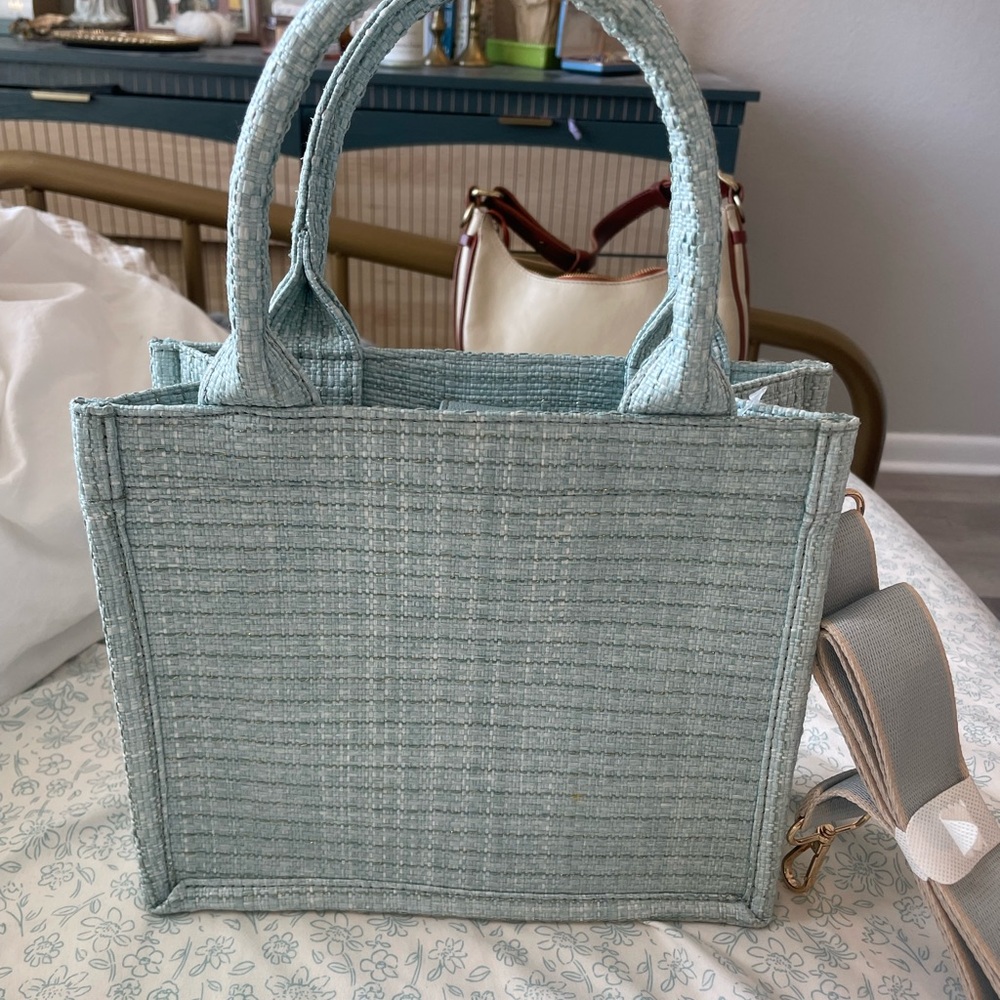 Elegant Blue Woven Tote Bag